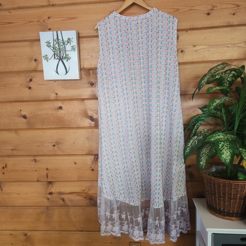 Paper Lace Dot Cardigan Duster Pocket Boho Hippie Gypsy High Low Ruffle One Size - Picture 6 of 7